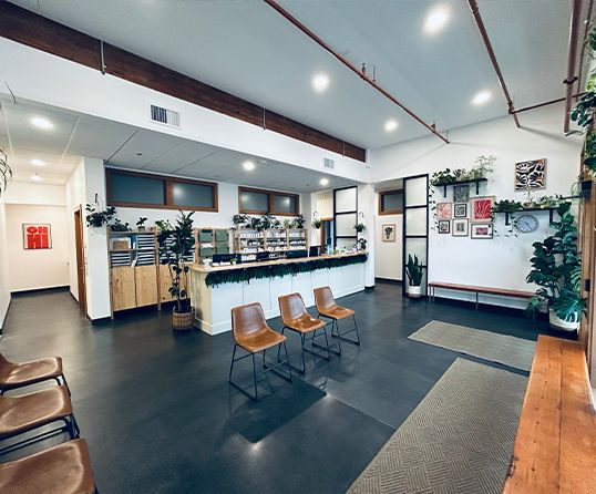 Lobby of Bellingham Naturopathic Clinic showing reception area and waiting room